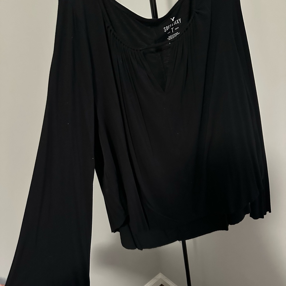 American Eagle Outfitters Black Bell Sleeve Blouse
